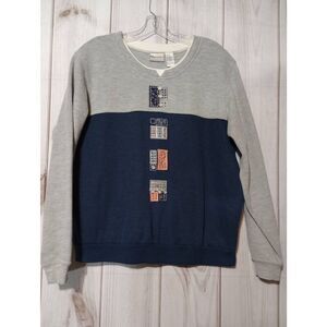 Napa Valley Sweater Ladies Extra‎ Large Navy Gray Grandma